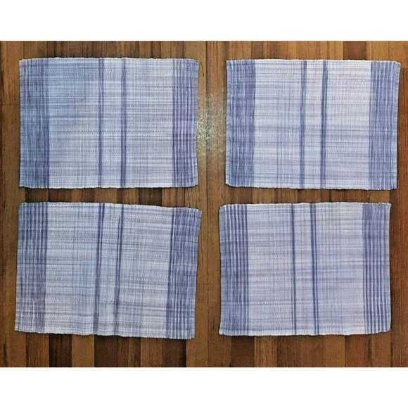 Lavendar Purple Placemats Set of 4 Rectangle Striped - Picture 1 of 5